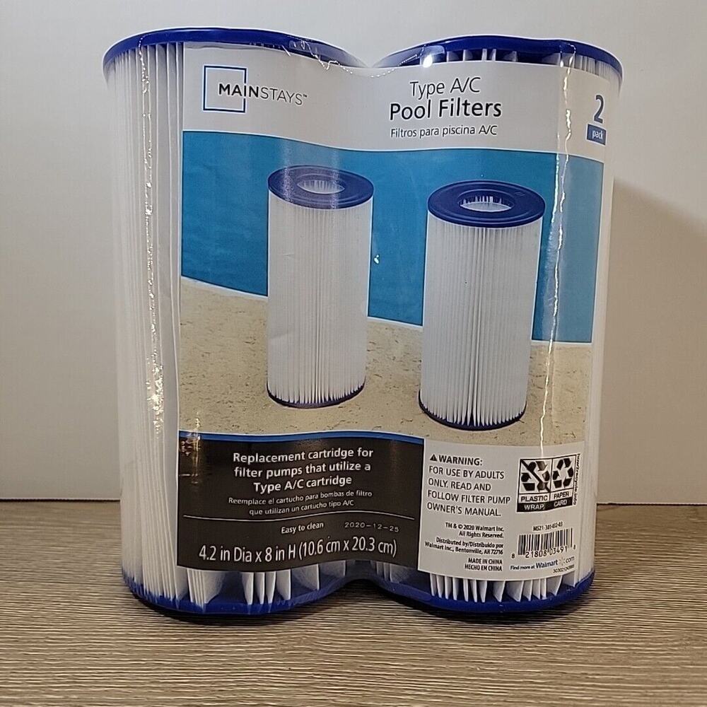 Mainstays 2-Pack TYPE A/C Pool Universal Replacement Filter‎ Cartridge Sealed